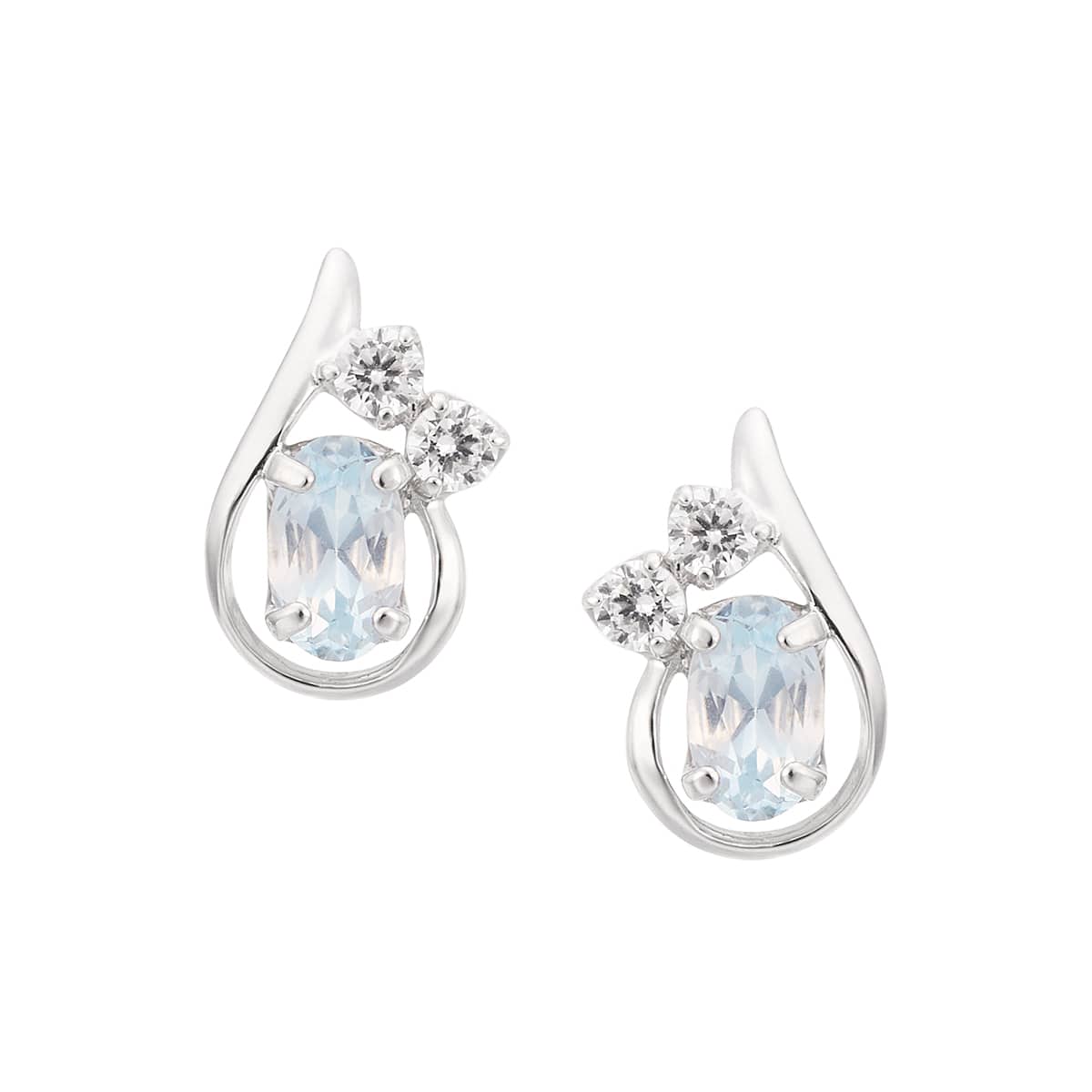 K10ホワイトゴールドアクアマリンピアス(RPE405-003)|TSUTSUMI