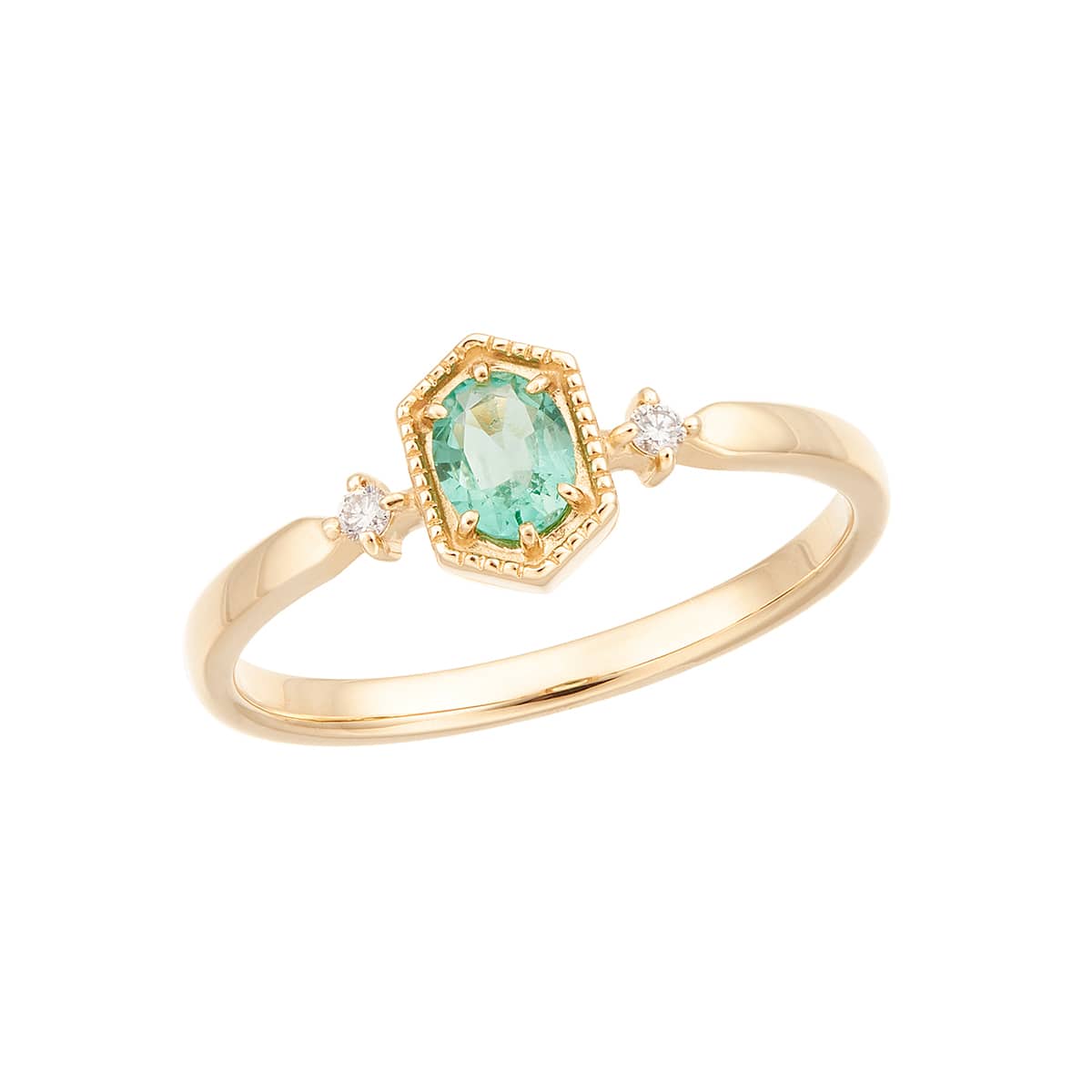 K10イエローゴールドエメラルドリング(RFR330-002)|TSUTSUMI