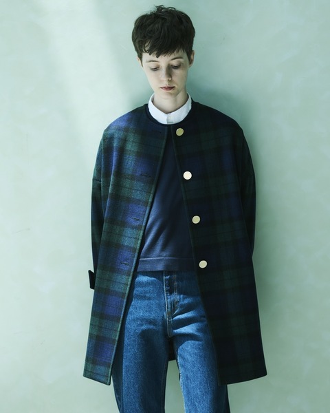 MALTON NO COLLAR マールトン ノーカラー｜ブラックハウンドトゥース