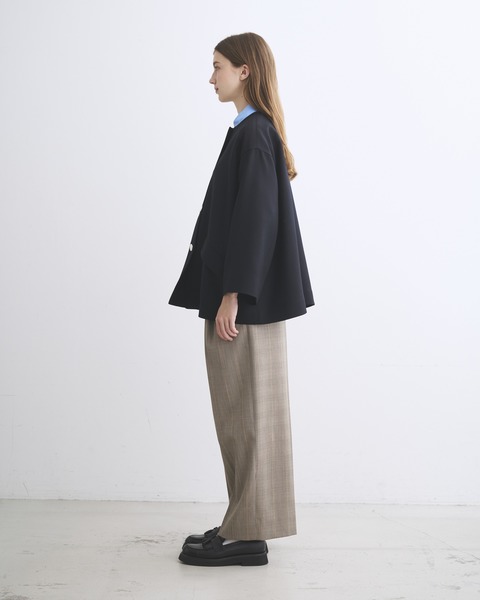 LINTON NO COLLAR SHORT リントン ノーカラー ショート｜ネイビー