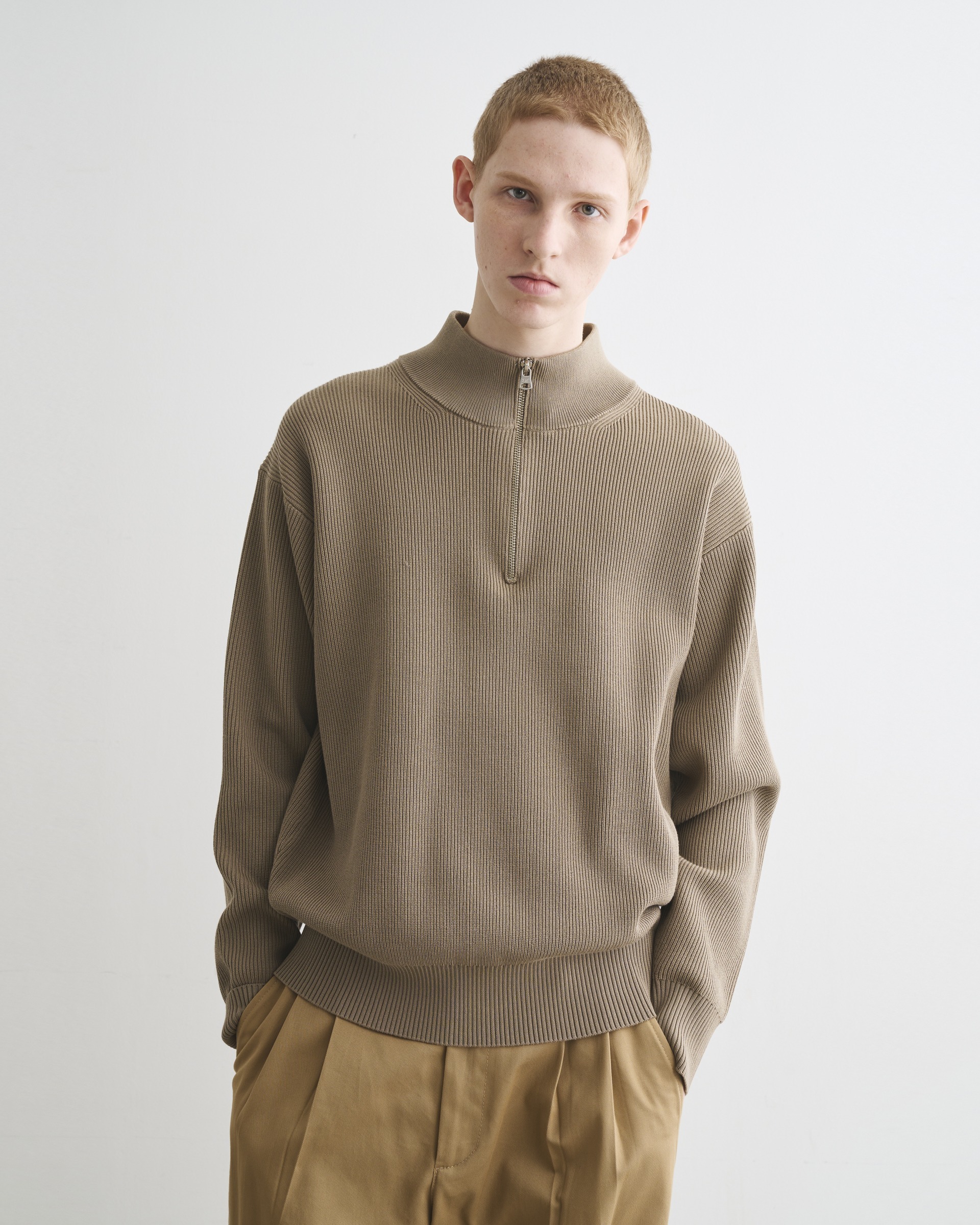 HALF ZIP UP PULLOVER ハーフ ジップ アップ プルオーバー｜サンド