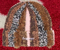 Supreme Tinsel Stripe Beanie Brown FW25 – UniqueHype