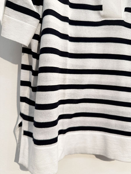 JOHN SMEDLEY SOLA オーバーサイズボーダー柄コットンニットポロシャツ