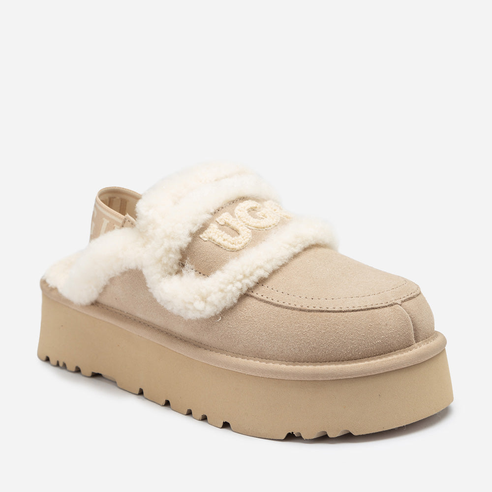 Ugg Violet Shearling Platform Slipper (Elastic Logo) (Detachable Featu
