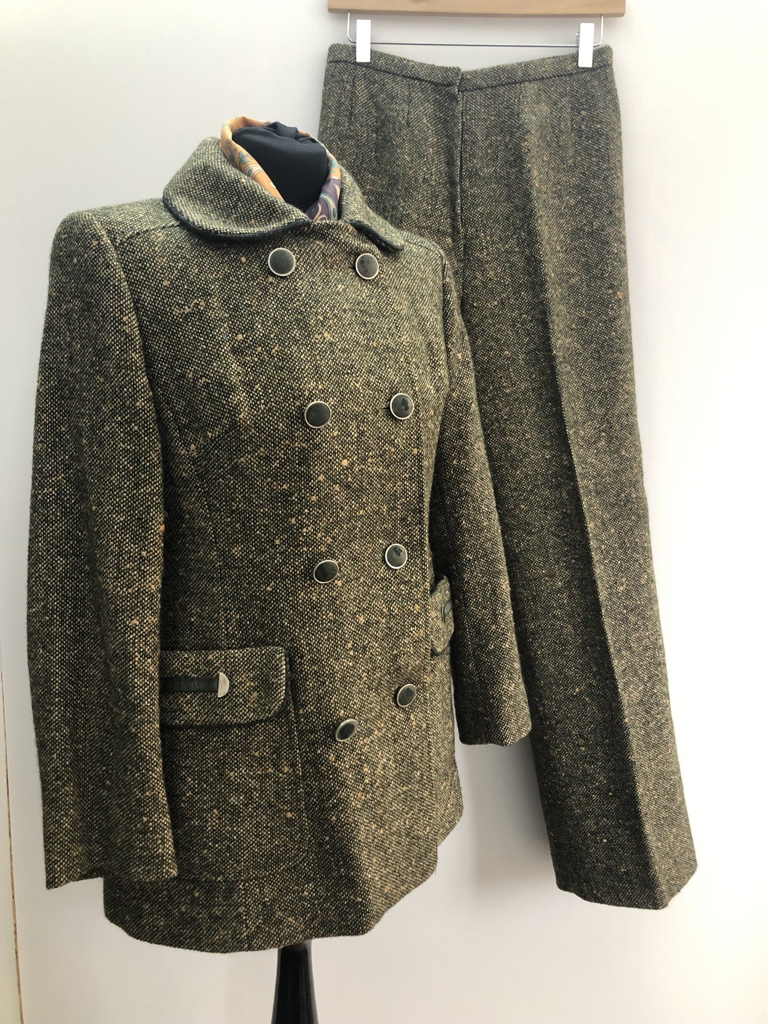 1960s Two Piece Tweed Jacket and Trouser Set by Alexon - Size UK