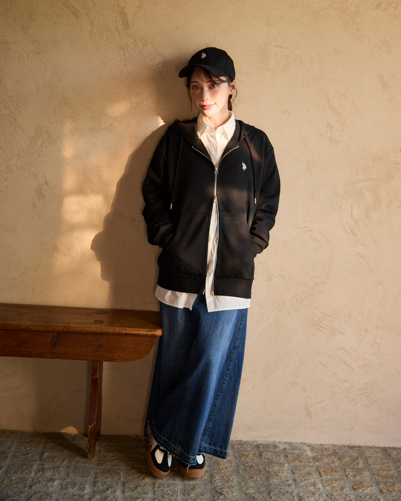 full zip hoodie フルジップパーカー ダブルホースマン刺繍 PLM53327