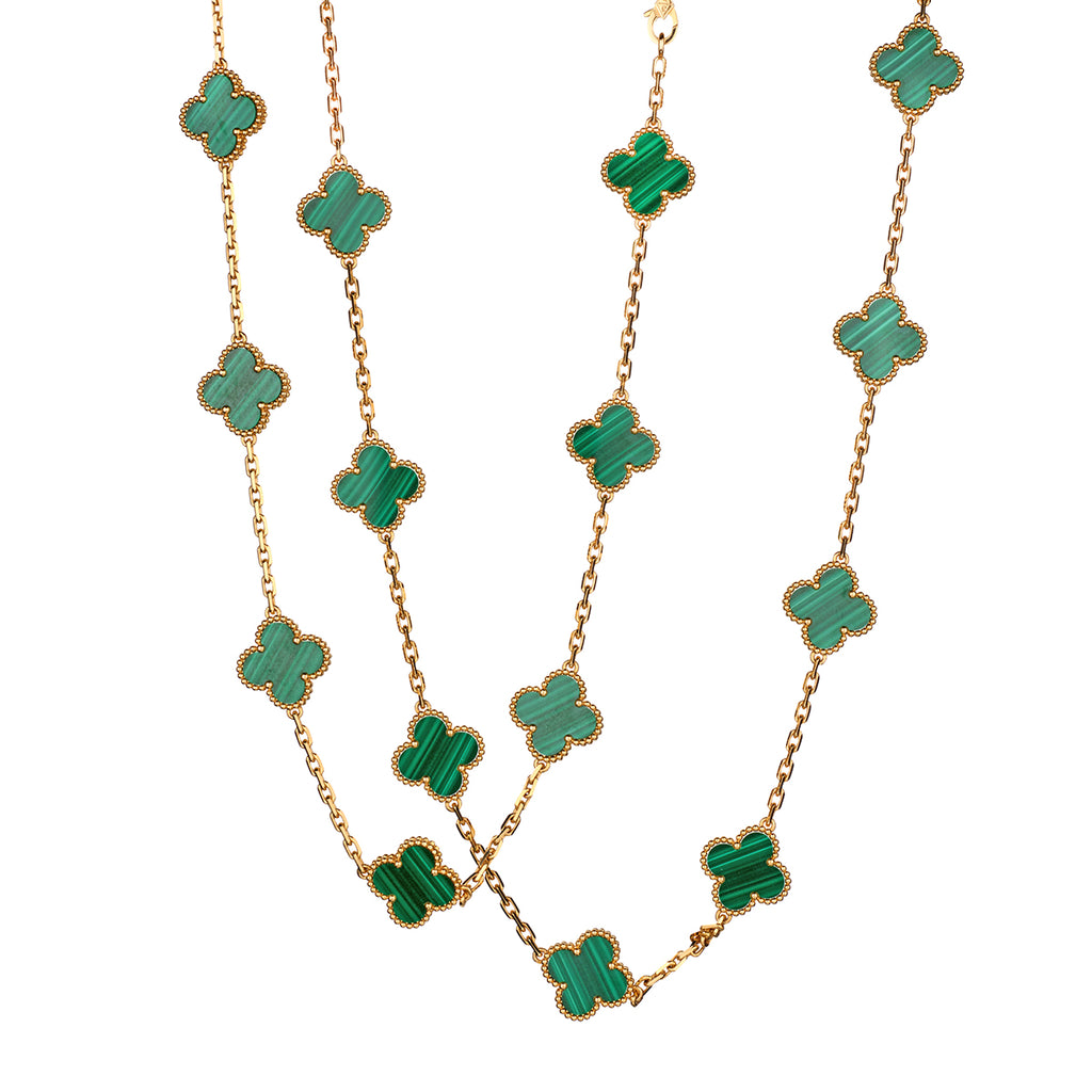 Van Cleef & Arpels 18kt Yellow Gold Malachite Alhambra 20 Motif