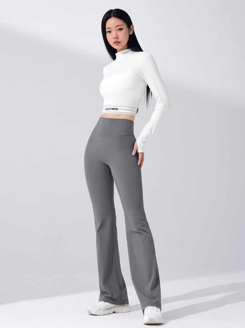 ロゴ入りバンド モックネック クロップド丈 長袖