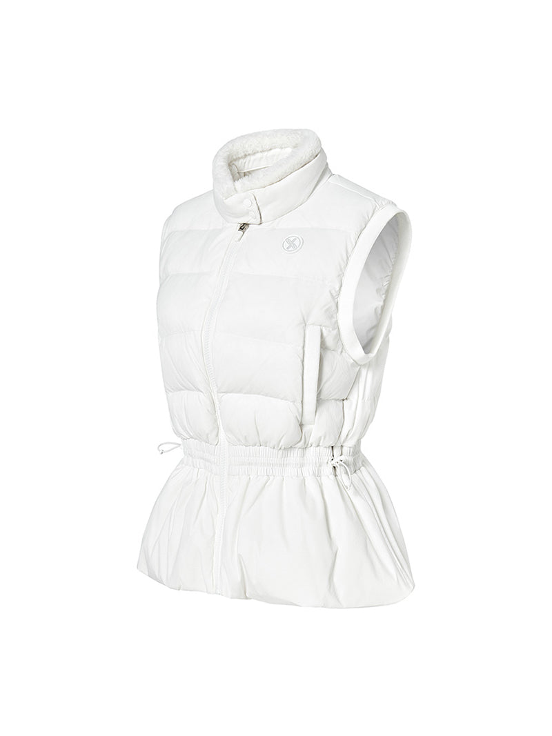 ファー襟 ペプラム ダウンベスト