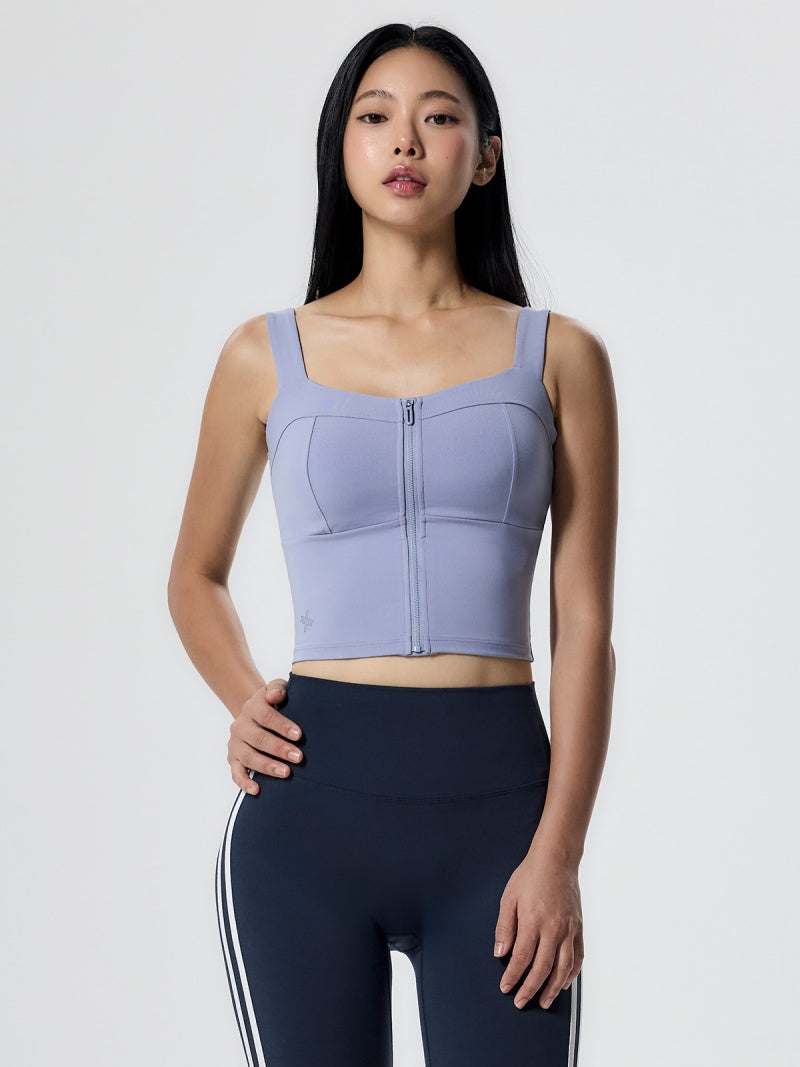 コンフォートファイン フロントジップ クロップド丈 ブラトップ