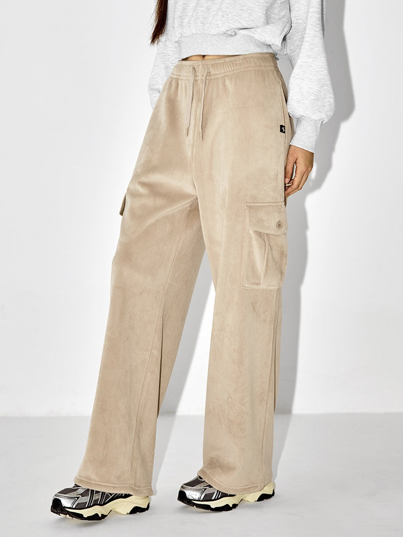 裏起毛】ソフトコーデュロイ カーゴ ワイドパンツ