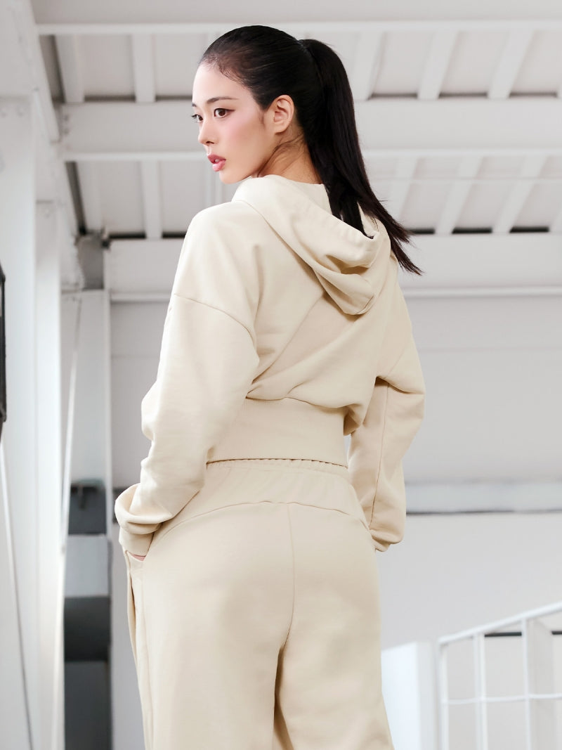 ソフトタッチ スリット入り クロップド丈 パーカー (単品)