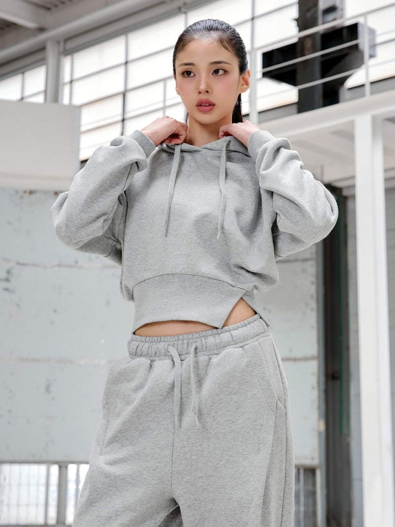 ソフトタッチ スリット入り クロップド丈 パーカー (単品)