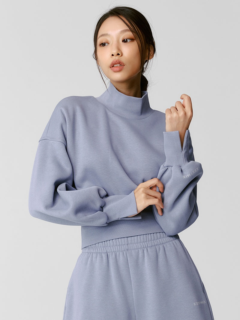 XTFMT12J3 裏起毛 ウォームソフト ハイネック クロップド丈 トレーナー