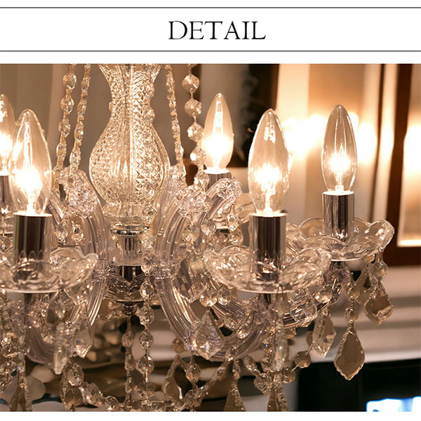 LED対応】 クリスタルガラスシャンデリア 6灯(シャルム・クリア