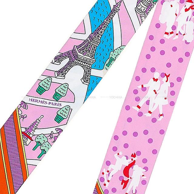 HERMES エルメス スカーフ ツイリー 新パリの恋人たち ローズビュ