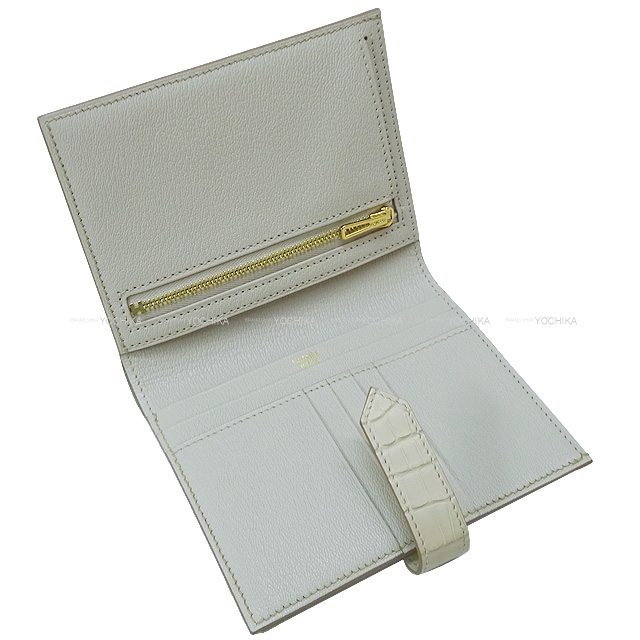 HERMES エルメス 二つ折り財布 ベアンコンパクト ベトン クロコダイル