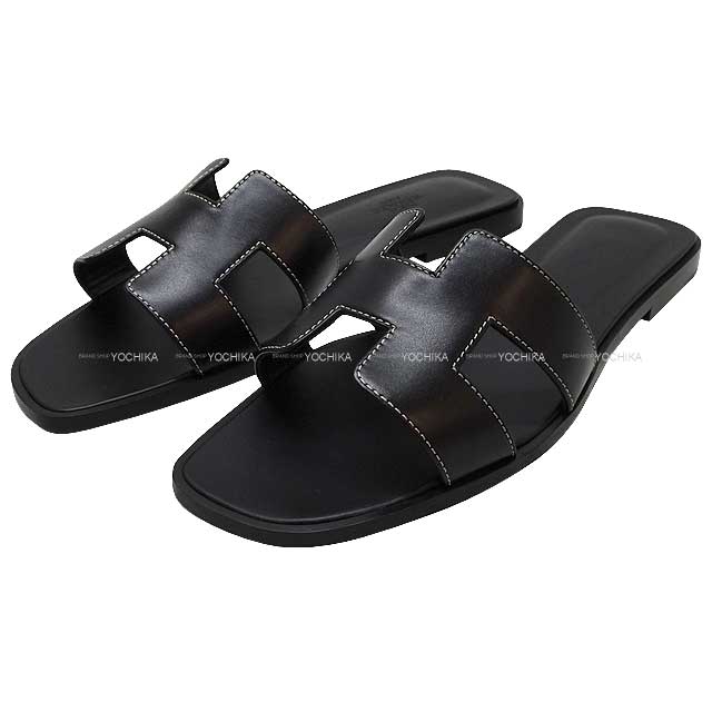 HERMES エルメス サンダル オラン #40 黒 (ブラック) カーフ #40 新品