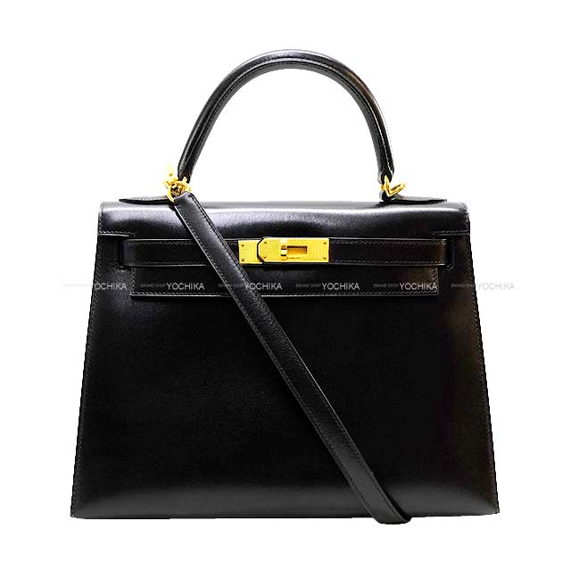 HERMES エルメス ショルダーバッグ ケリー28 外縫い 黒 (ブラック