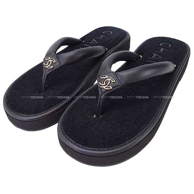 CHANEL オープントゥサンダル パールヒール 35½— CHANEL(シャネル