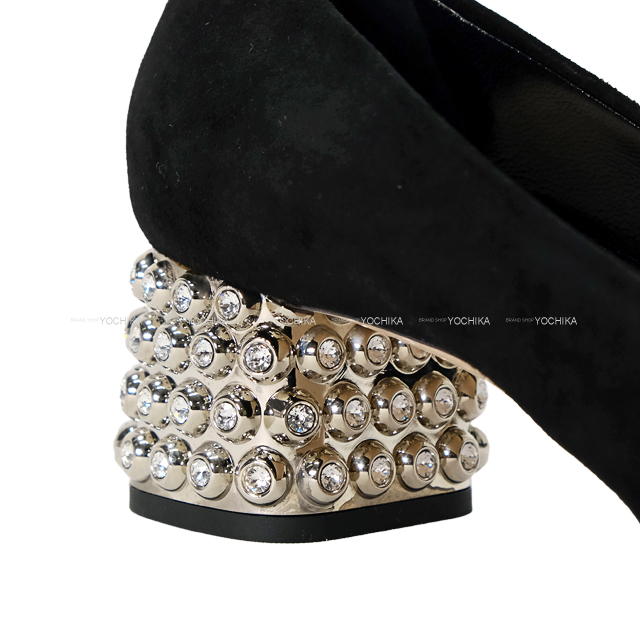 Miu Miu ミュウ ミュウ パンプス ビジュー チャンキーヒール 黒