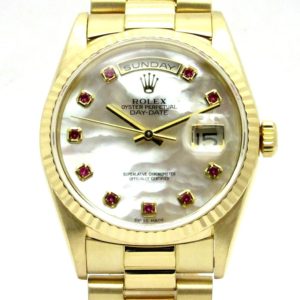 ロレックス（ROLEX） ”デイデイト シェル文字盤＆ルビーポイント K18YG