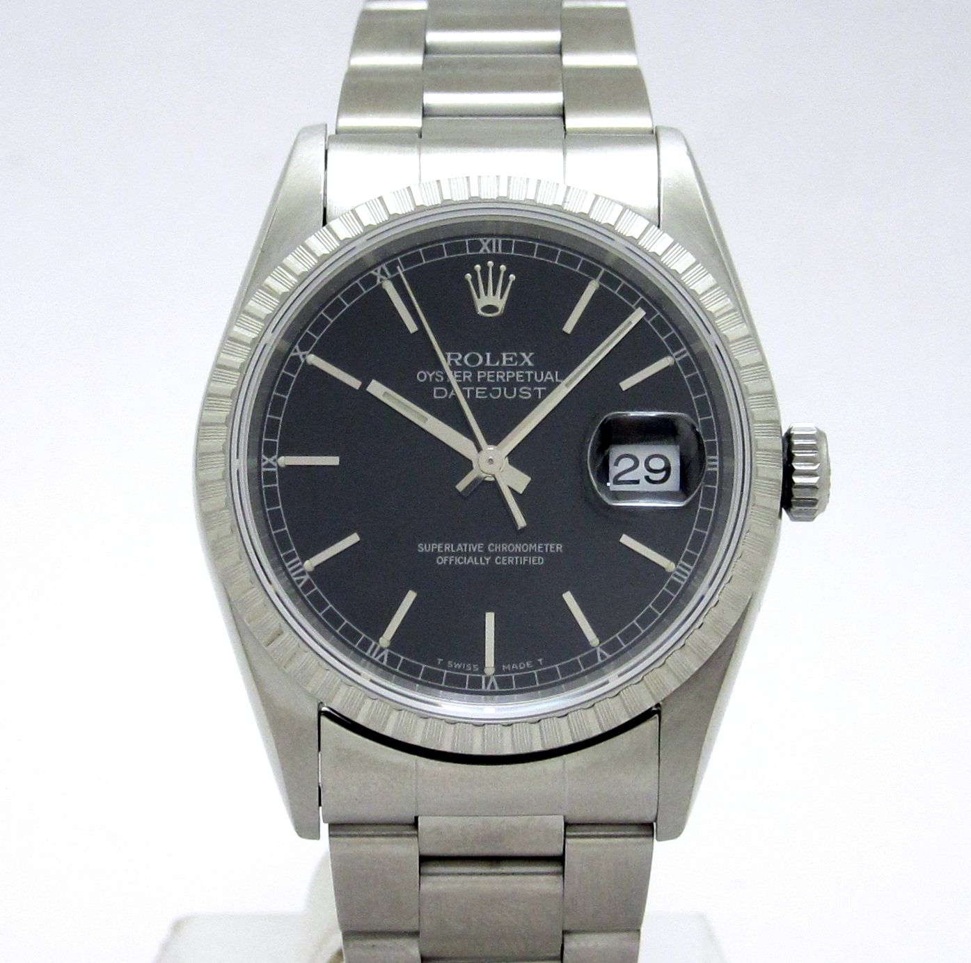 ロレックス ROLEX ”エンジンターンドベゼル デイトジャスト ブラック