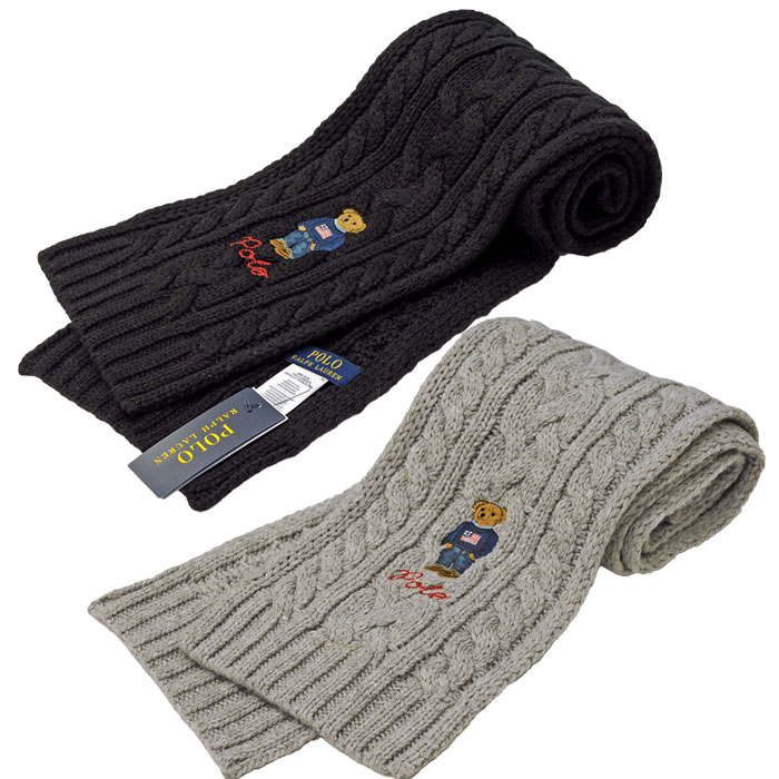 POLO ラルフローレンポロベア ケーブル編みマフラー送料無料 キャップ