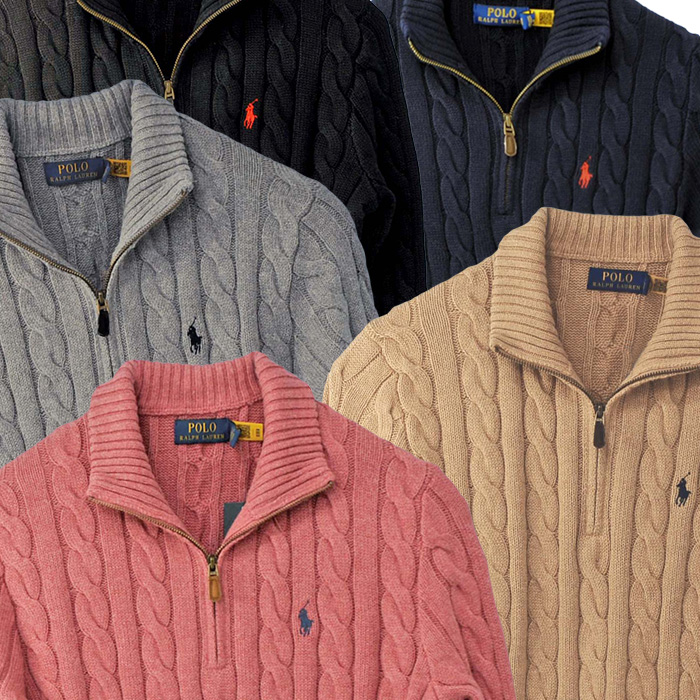 POLO ラルフローレンケーブルハーフジップ セーター セーター、カ