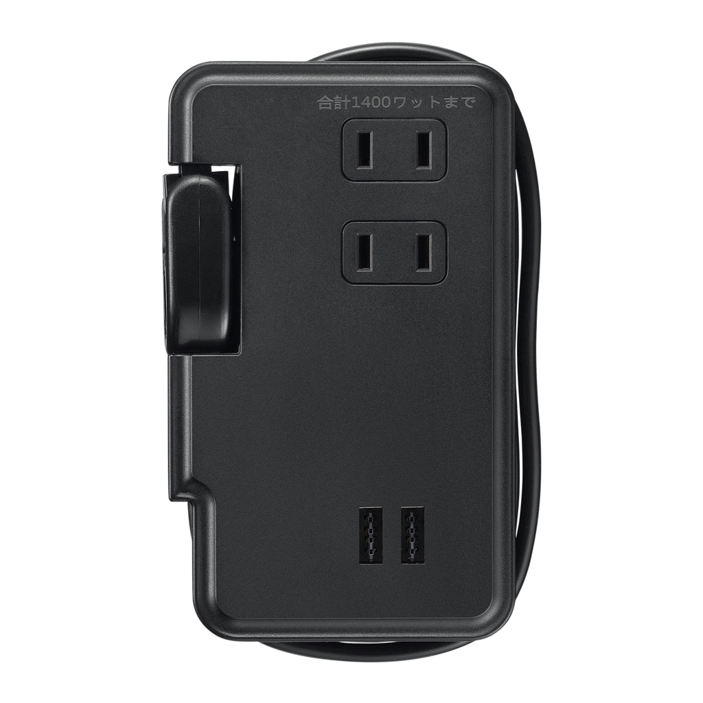 巻取りモバイルタップ3個口 0.9mUSB付黒｜YAZAWA CORPORATION