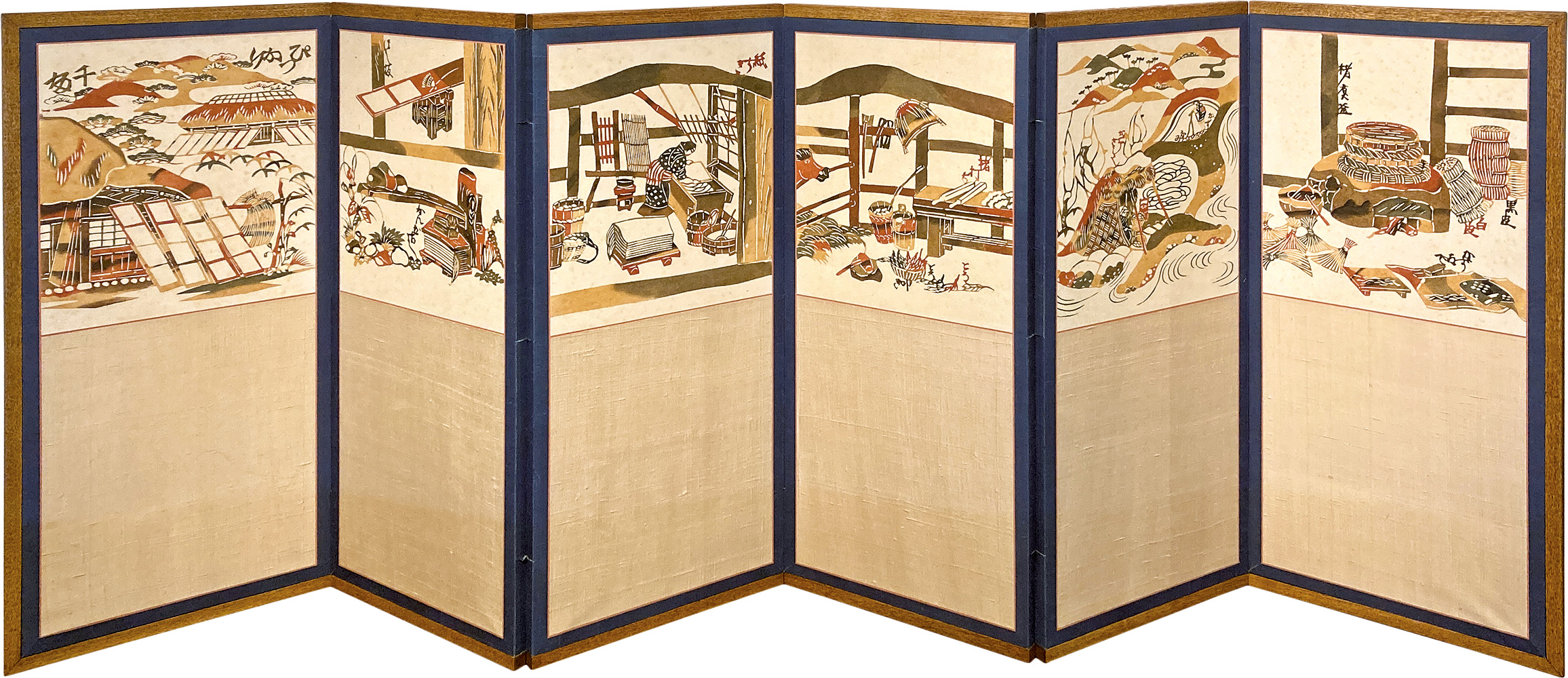 芹沢銈介「小川紙漉村六曲屏風」 | 山田書店美術部オンラインストア