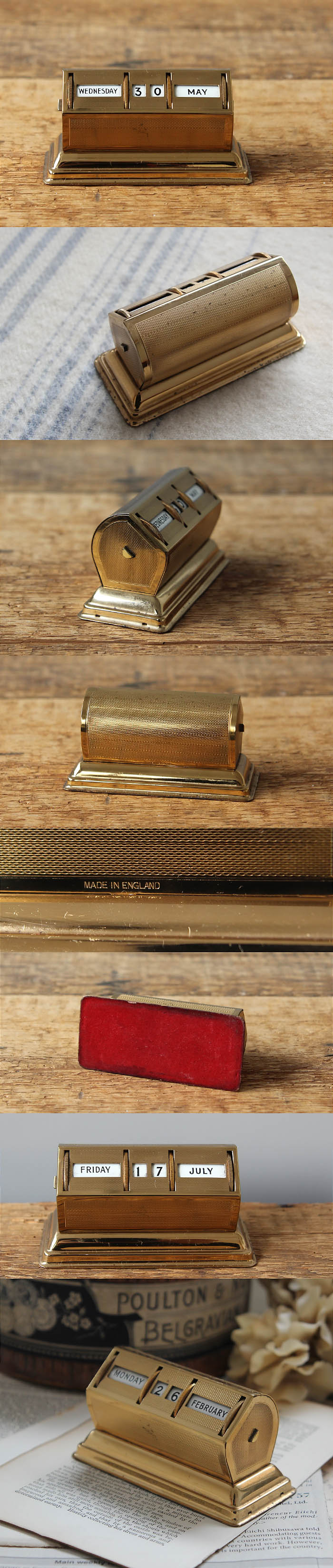 イギリス アンティーク雑貨 メカニカルカレンダー 卓上カレンダー