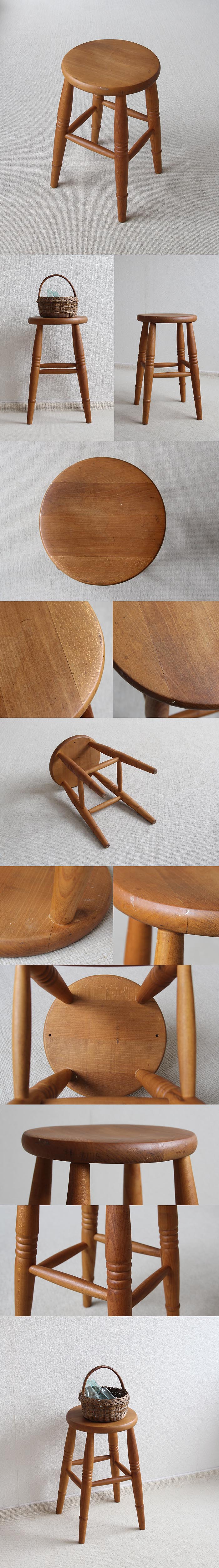 イギリス ヴィンテージ スツール 丸椅子 木製 カントリー 踏み台 家具