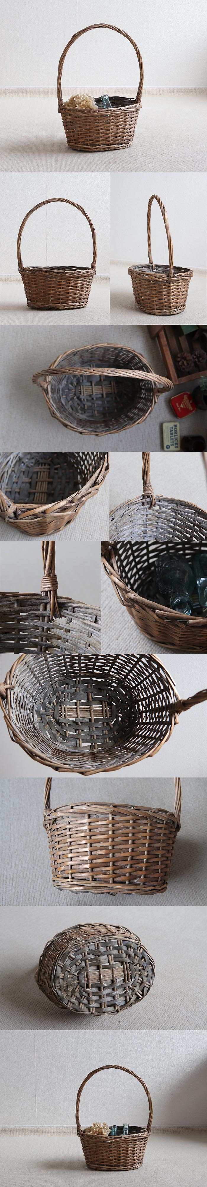 イギリス アンティーク ショッピングバスケット/カントリー/インテリア