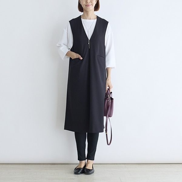 ジョーゼットポンチジャンパースカート(ブラック)｜SALE（ファッション