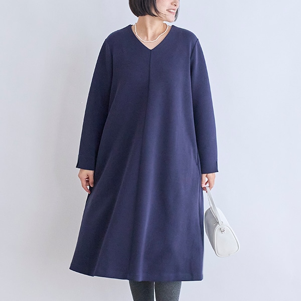 ダブルジャージーワンピース(ネイビー)｜ワンピース・チュニック｜料理