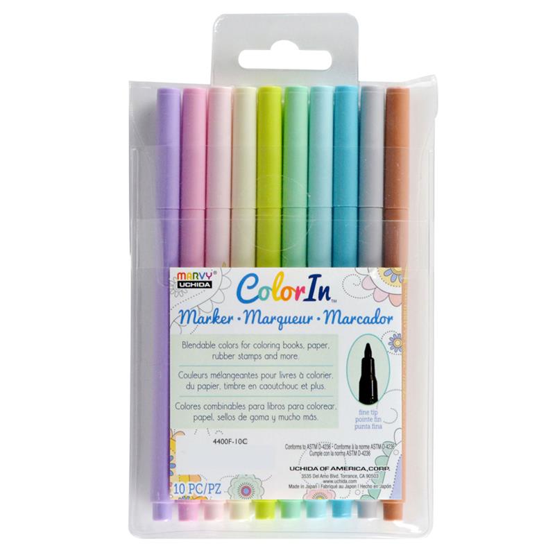 マービー 水性染料マーカー カラーインマーカー 細書き パステルカラー
