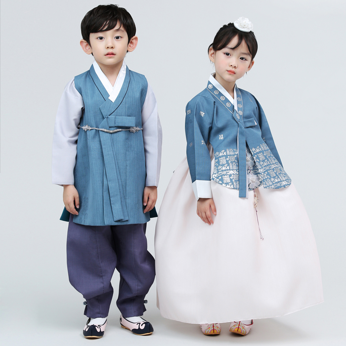 チマチョゴリセットdイソル・青(身長110～112cm 6号サイズ) セット 夢