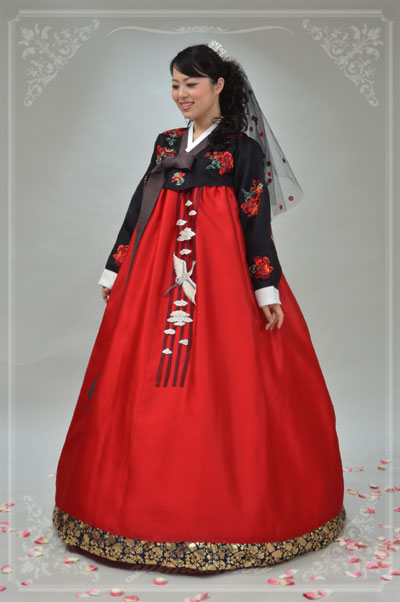 専用伝統的な韓服 赤と黒 フリーサイズ卒業式結婚式タンウィ2点セット