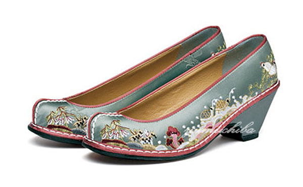 チマチョゴリの靴韓服靴 高級十長生刺繍コッシン 149よもぎ レディース