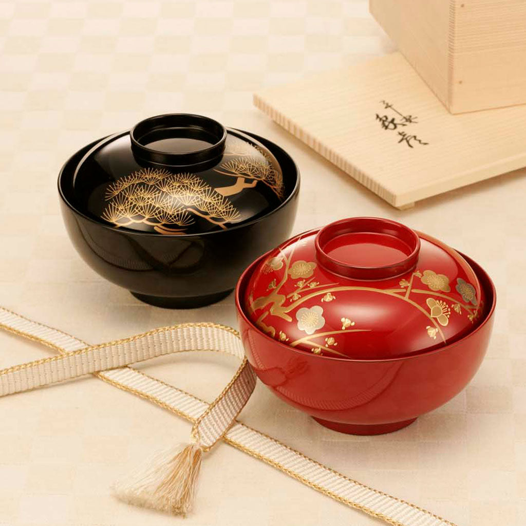 懐石道具 木製漆器 平安 象彦 菊蒔絵 小吸物膳 5客 共箱 未使用平安