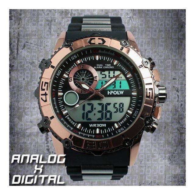 アナデジ デジアナ HPFS622-PGBK アナログ&デジタル 防水 ダイバーズ