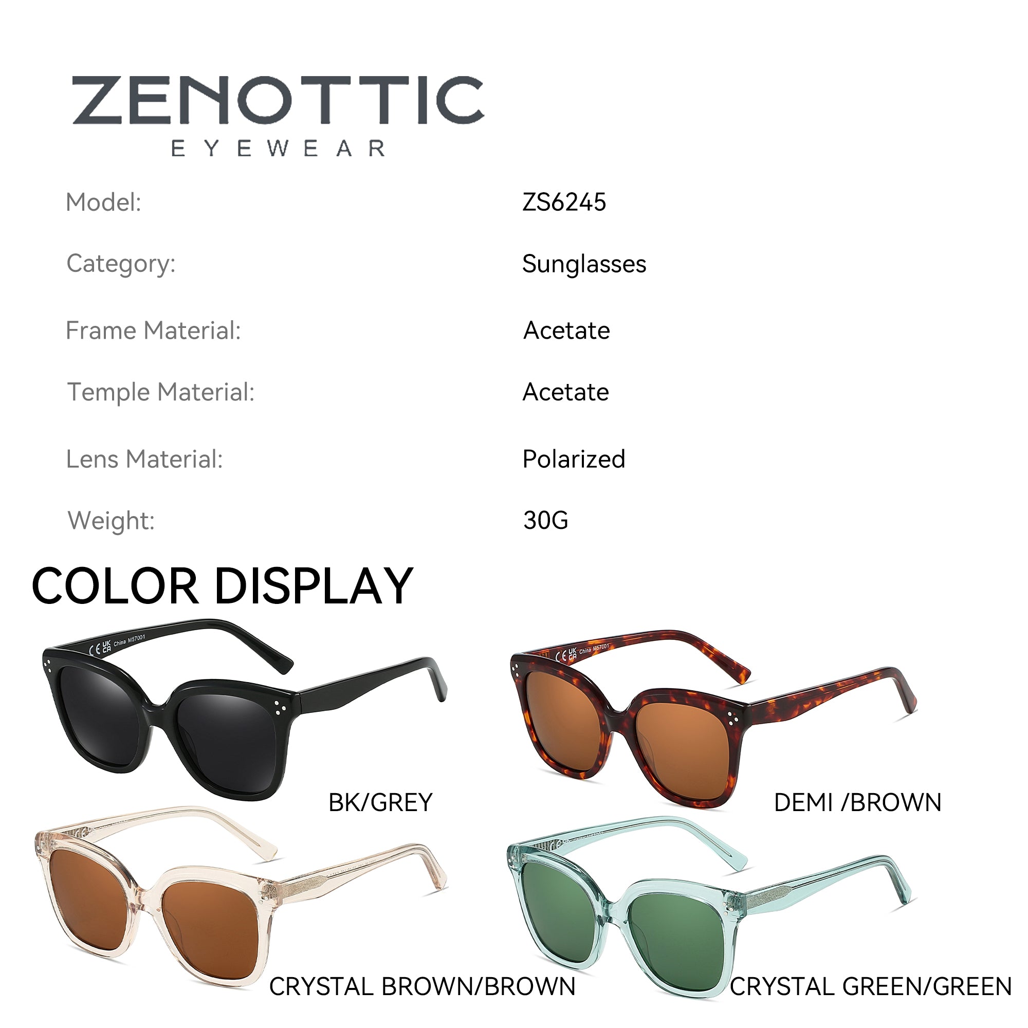 Women's Square Sunglasses | Polarized | UV400 – ZENOTTIC Eyewear
