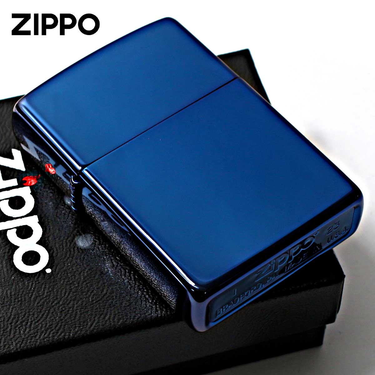 Zippo ジッポー サファイア 無地 青 ブルー 鏡面 ポリッシュ High