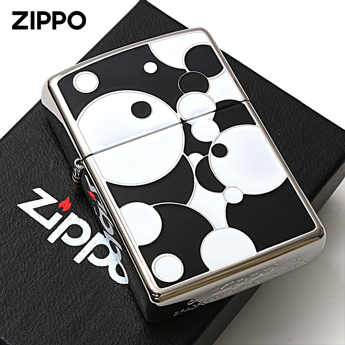 Zippo ジッポー ポップ アート 幾何学模様 POP ART PPA-BWB メール便可