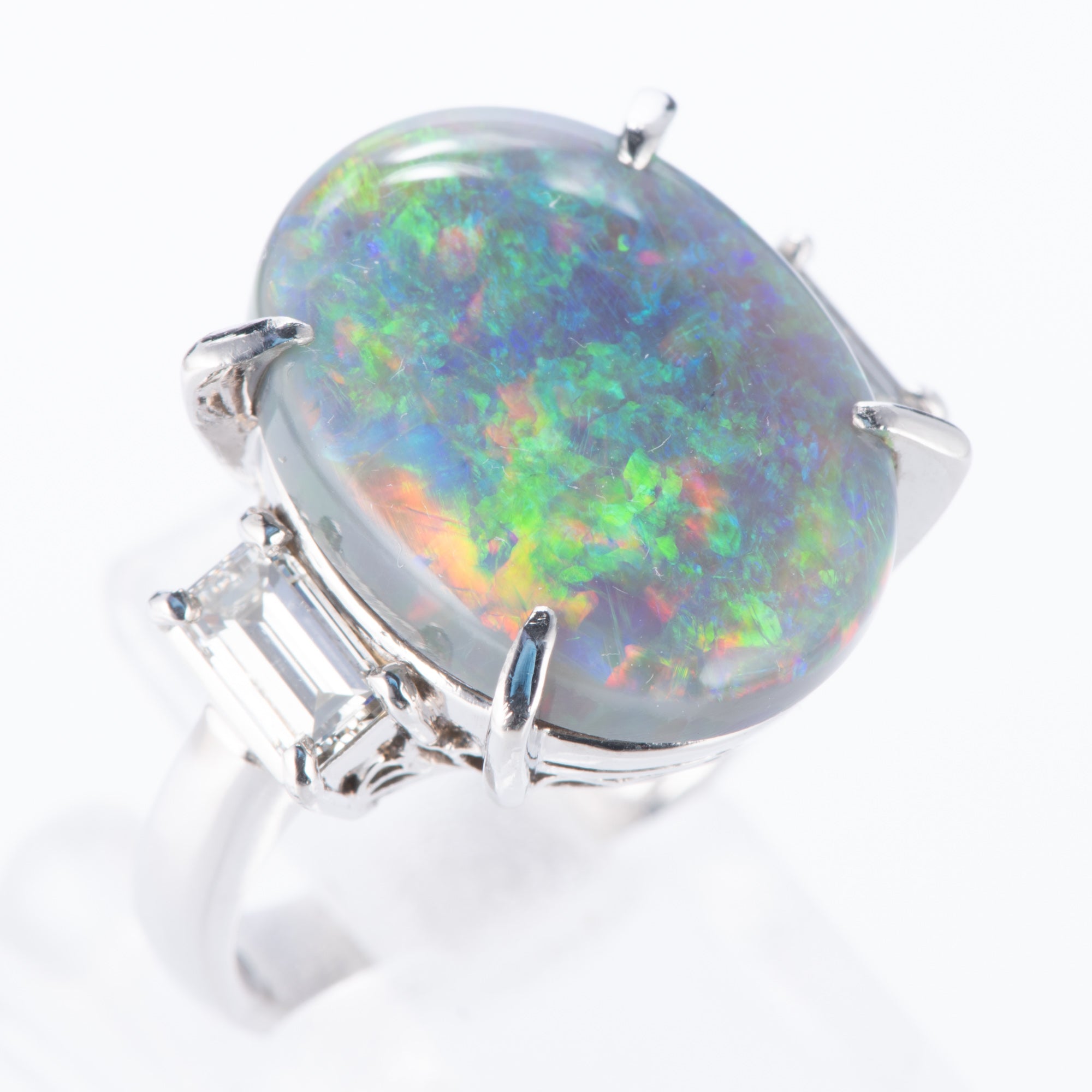 ブラックオパールxダイヤモンドプラチナリング BO 7.75ct D:0.70ct