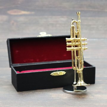 ミニチュア楽器 1/6スケール トランペット ゴールド 専用ケース