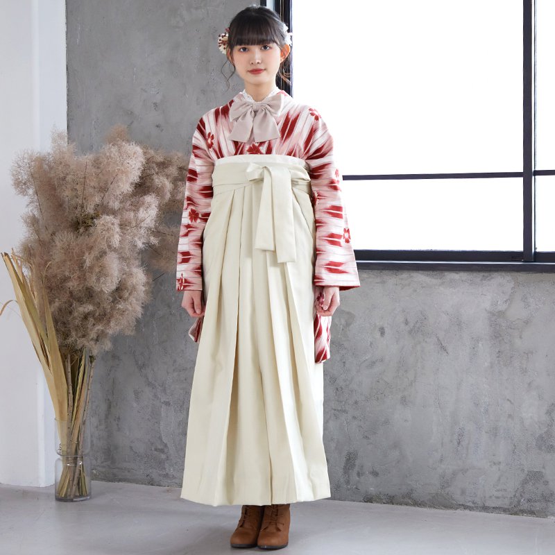 二尺袖袴：G191 赤 桜矢絣│ 袴レンタル │ 京都着物レンタル夢館