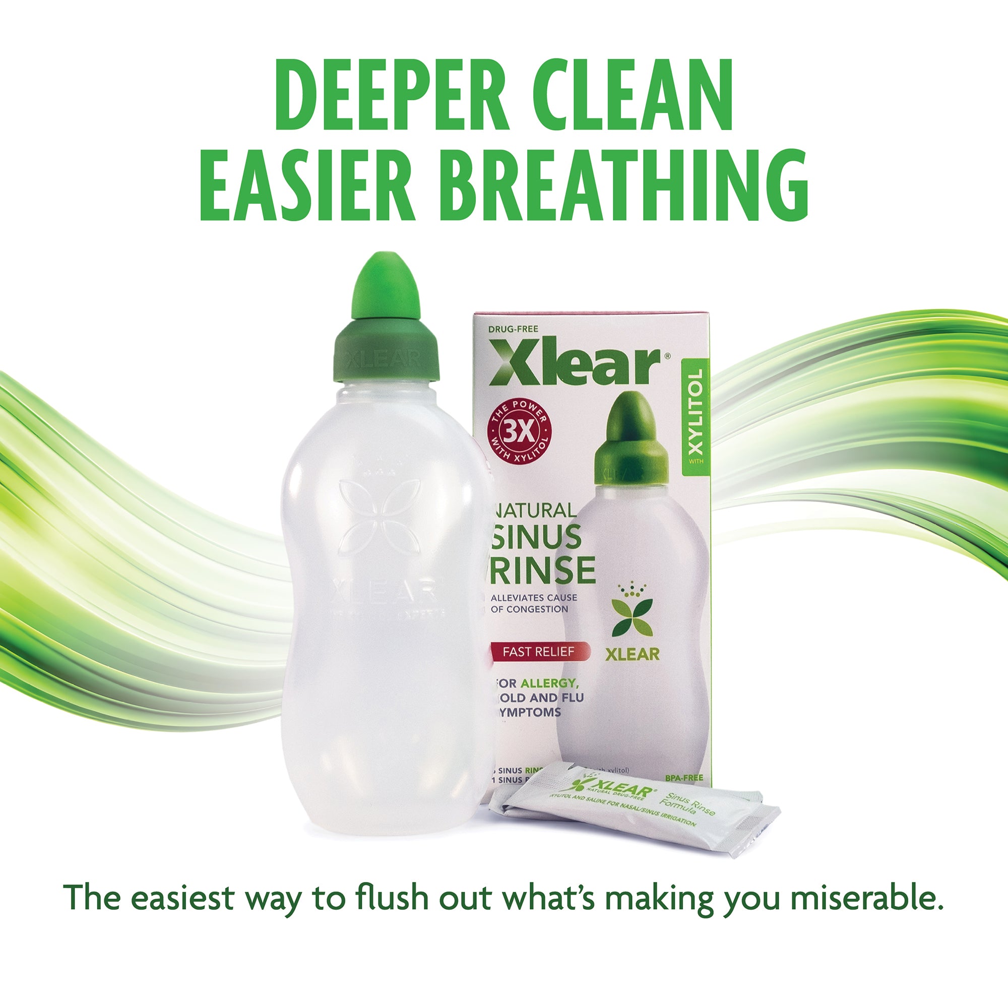 Xlear® Sinus Rinse – Gentle Xylitol Saline Solution & Bottle Kit