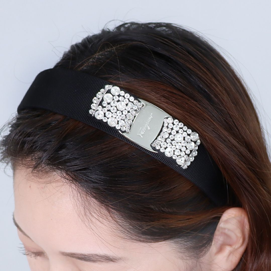 フェラガモ［バレッタ］ヴァラ ラインストーン ヘアバンド ブラック 箱